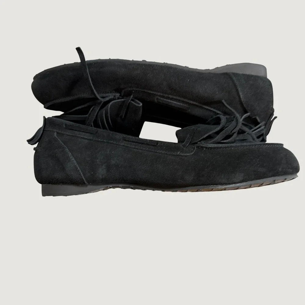PAES Moccasin Loafers Size 250 / US Size 8-8.5 Black Suede Fringe Tassel Slip On